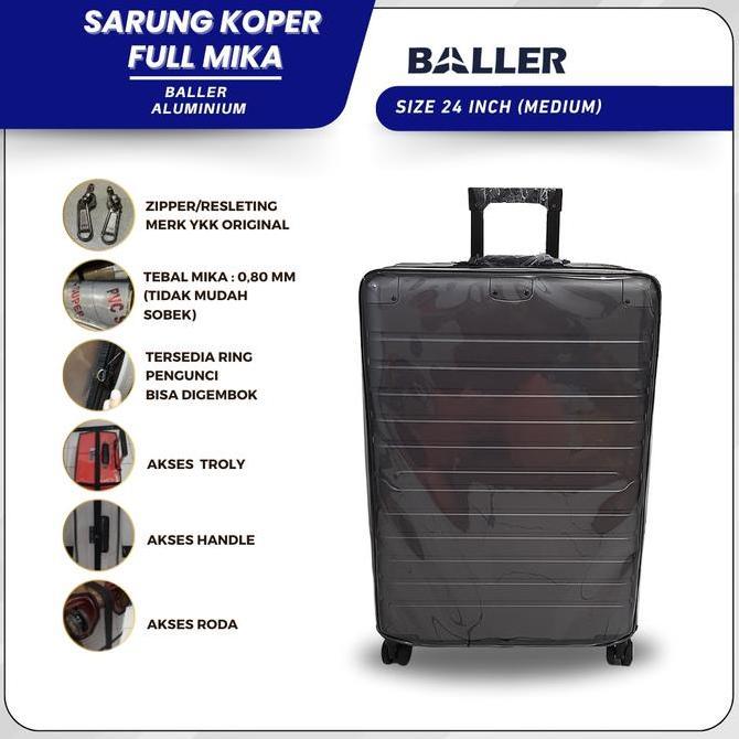 Reborn - Sarung Koper | Cover Koper Full Mika Baller Tipe Aluminium  24 inch (Medium)