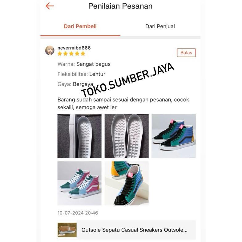 ELVIQUECONCEPT OUTSOLE SEPATU CASUAL SNEAKERS OUTSOLE ALAS BAWAH VANS KETS TPR DAN KARET CLASSIC 8 S
