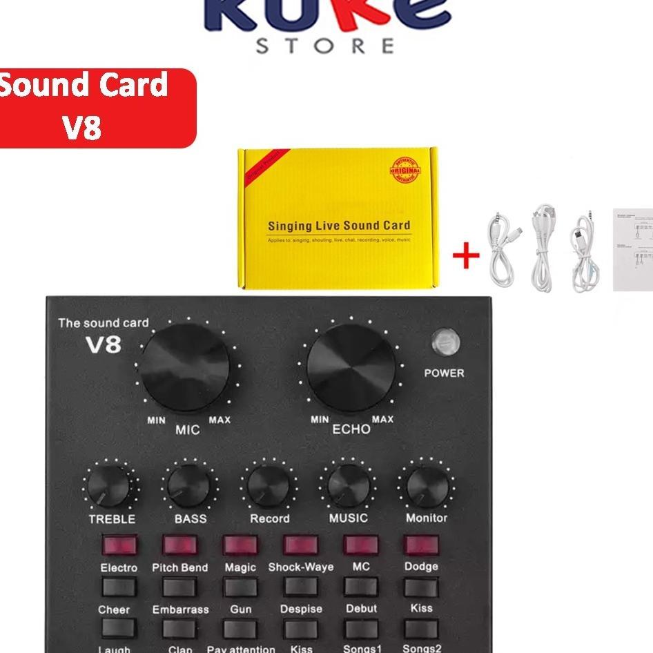 Kuke Sound Card V8 Live Broadcast Mixer Bluetooth Audio Usb External / Soundcard Mixer Audio Karaoke