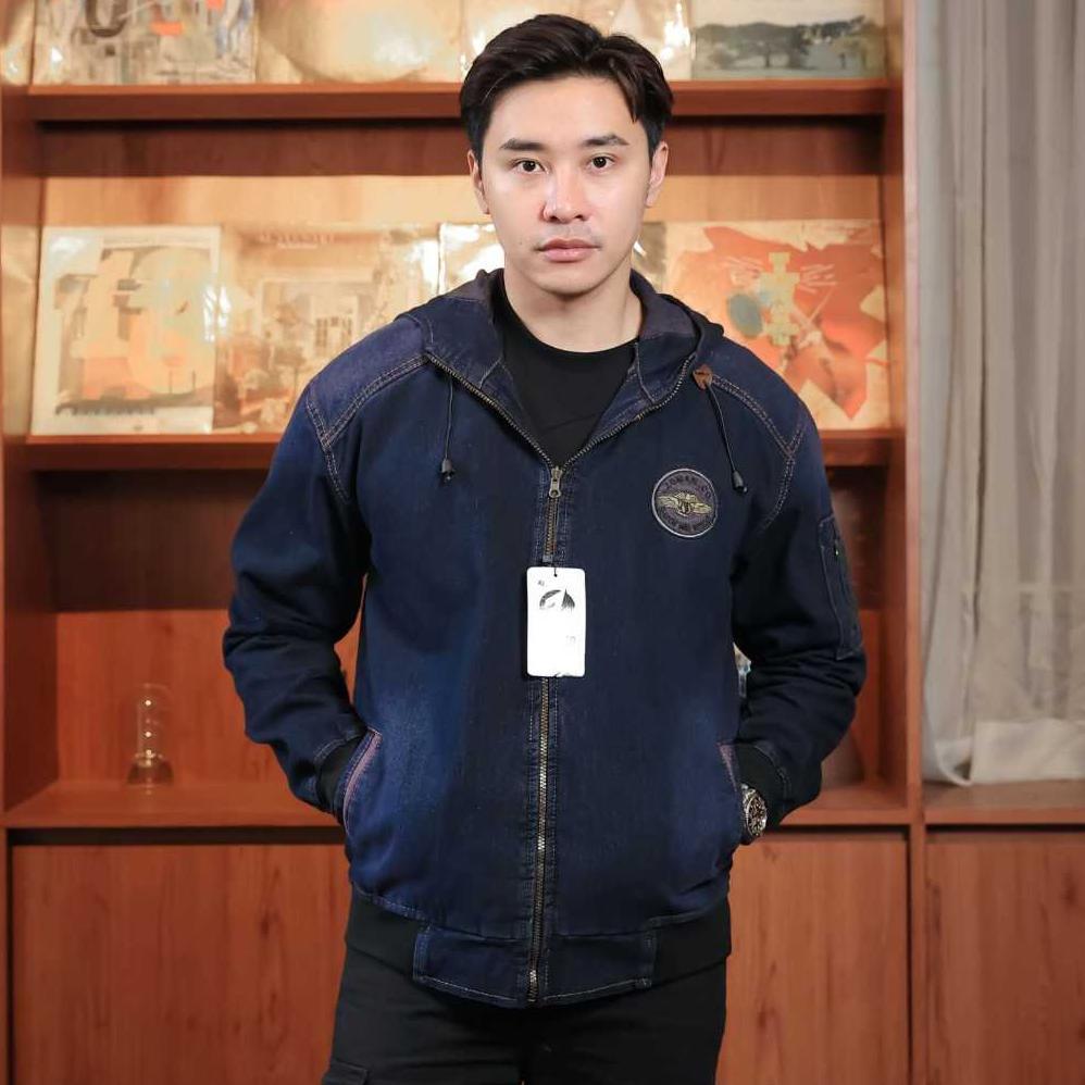 favorit [cod]jaket jeans denim kupluk|jaket casual pria|jaket denim pria |jaket bomber jeans topi