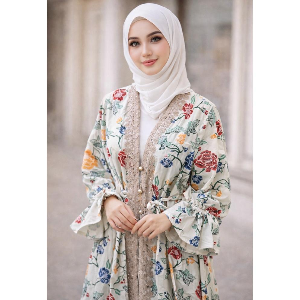 SUPER DEAL TUNIK BATIK PUTIH TUNIK BATIK RENDA TUNIK BAJU WANITA