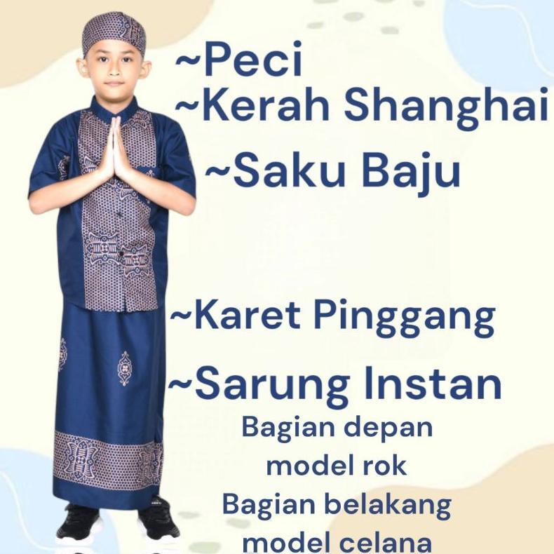 ORIGINAL Setelan Baju koko Peci Anak Laki-laki Muslim Sarkoci Batik Pekalongan Usia 3-10 Tahun