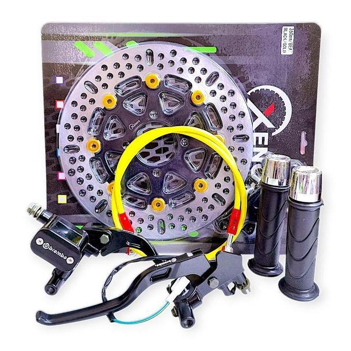 Paket Hemat 5In1 Piringan Cakram 260 Mm Master Rem Brembo Selang Rem Racing 95Cm Handgrip Honda Jalu