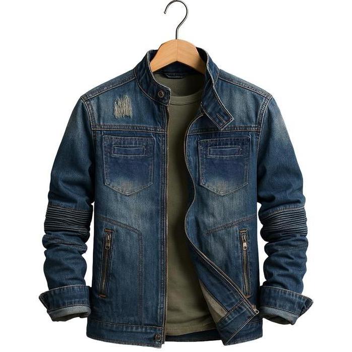 Jaket Jeans Biker Denim Pria Wanita Terbaru Blazer Keren Distro ANG