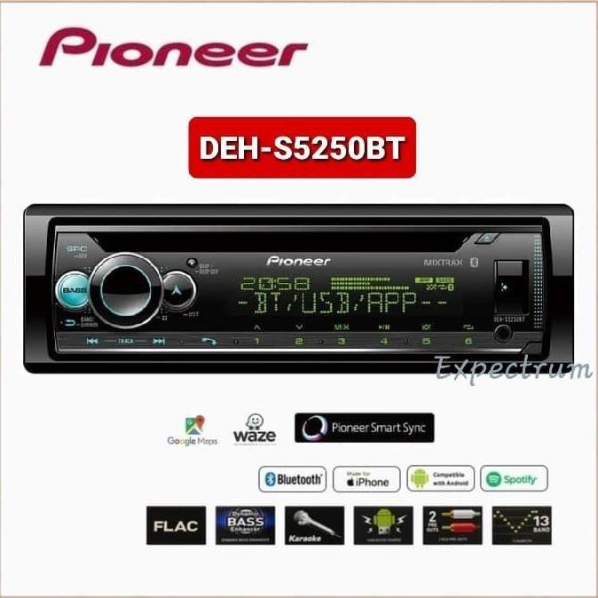 Pioneer Deh-S5250Bt Single Din Smart Sync Gps Bluetooth Karaoke
