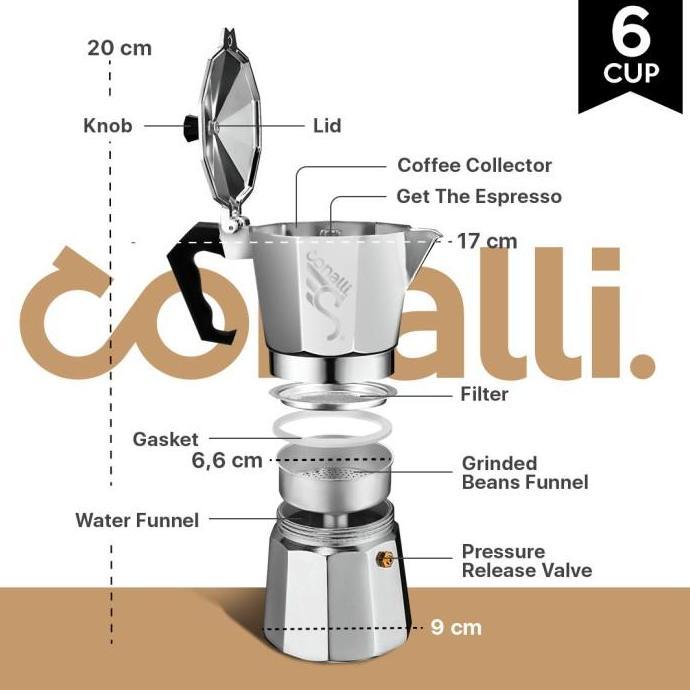 Maschera- Mokapot 300Ml 6 Cup Moka Pot Alat Pembuat Espresso Maker Moka Pot 300