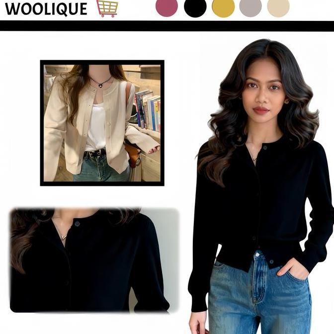 Kardigan rajutan tipis warna polos ramping lengan panjang serbaguna baru Knitwear Wanita Atasan Card