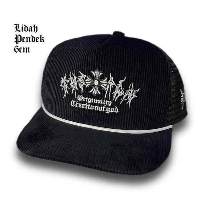 Topi Jaring Corduroy Garaga Full Black