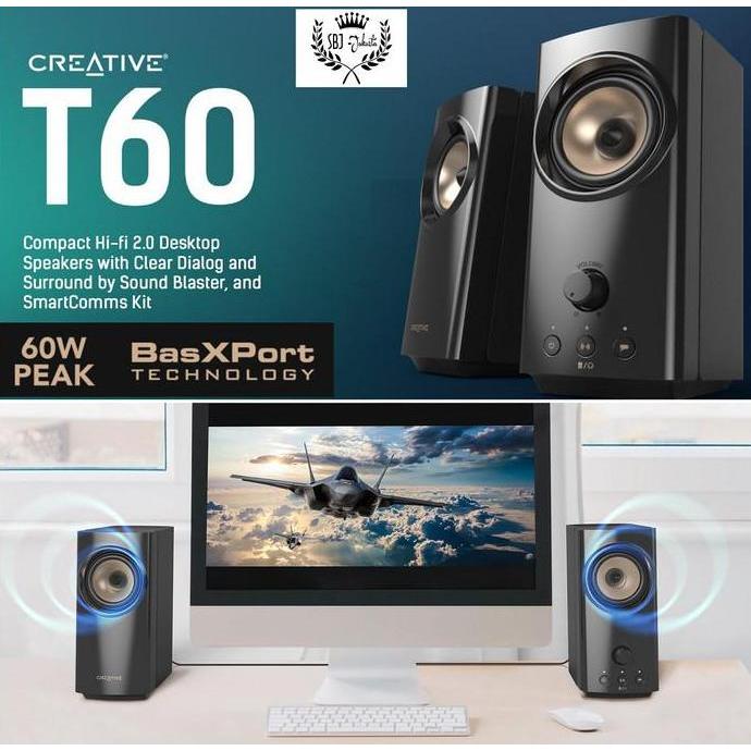 Promo Creative T60 Hi-Fi Desktop Speaker Clear Dialog Surround Portabel Cod