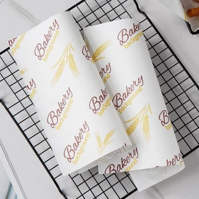 Sid- Kertas Roti Motif / Wax Paper / Baking Paper Motif Bakery Gandum.