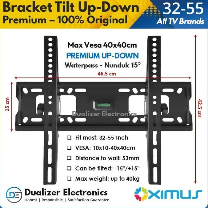 crizztophen - bracket smart android tv 32-40-43-50-55 inch breket tv cocok untuk tv merk tcl, sharp,