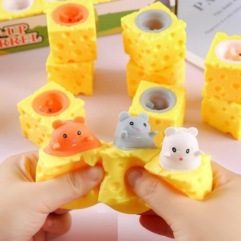 Berkualitas Mainan Pop It Squishy Karet Silikon Keju Tikus / Mainan Squishy Tikus Keju Karet Silikon