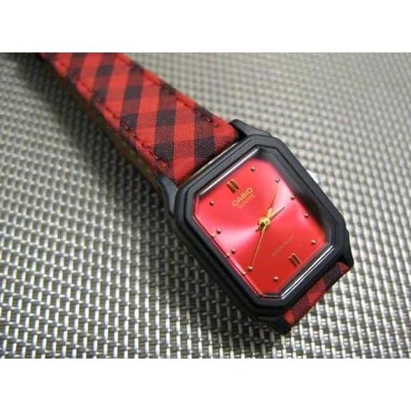 Ready  Casio Analog Jam Tangan Wanita Kulit Merah LQ-142LB-4A Original