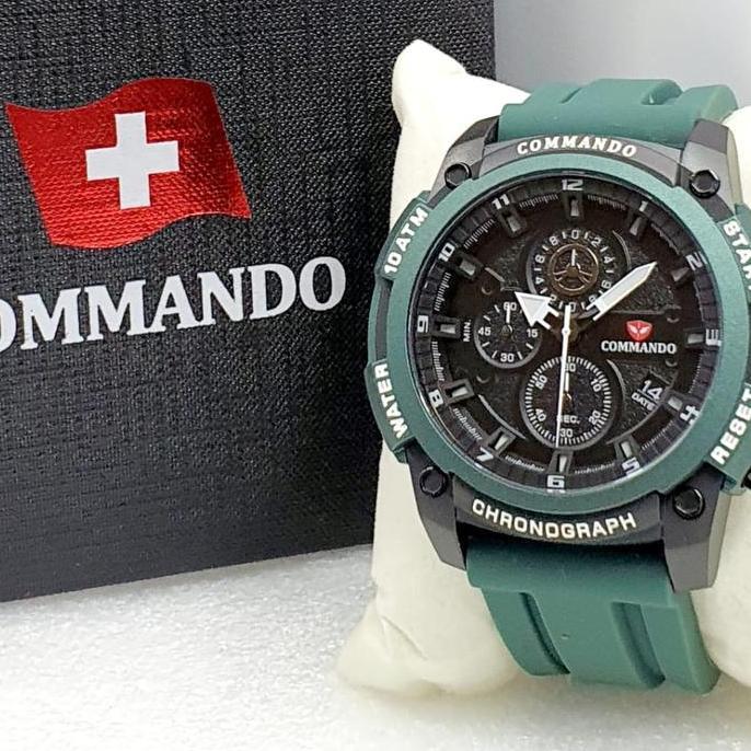 Ready  Commando Chrono Jam Tangan Pria Strap Karet Warna 7004 Original