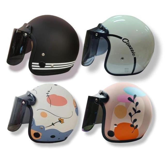 Helm Bogo Retro ANT Motif + Kaca Helm