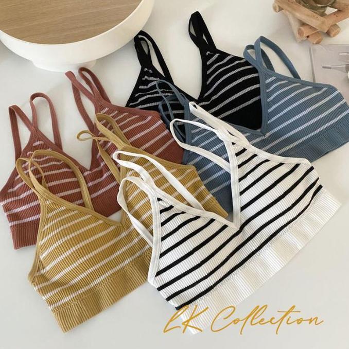 Lansungkirim- Sport Bra Olahraga Bh Wanita Remaja Zumba Motif Garis Busa Nyaman 124