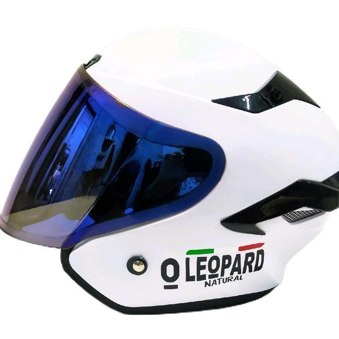 HELM ARL TT COURSE LEOPARD PUTIH PAKET GANTENG HALF FACE SINGLE VISOR . Helmet Single Kaca Motor Mot