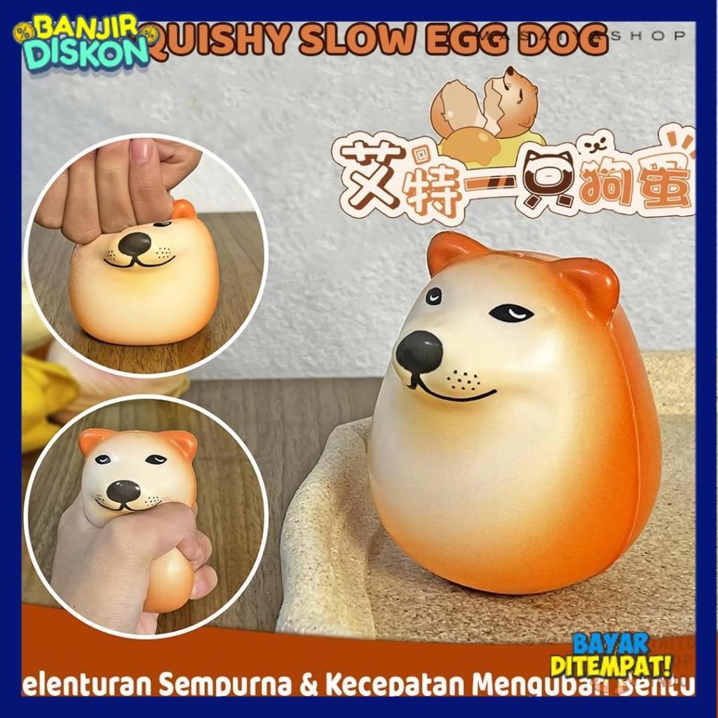 Exclusive Taiyo Squishy Slow Egg Dog Squeeze Pencet Soft Squisi Telur Smooth Cute Stress Relief Main