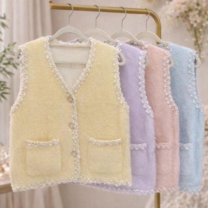 Nandashopempat77 - GS - Atasan Vest Rajut Kemeja Satu Set Korea Fashion Girly OOTD | Rajutwear Cute 