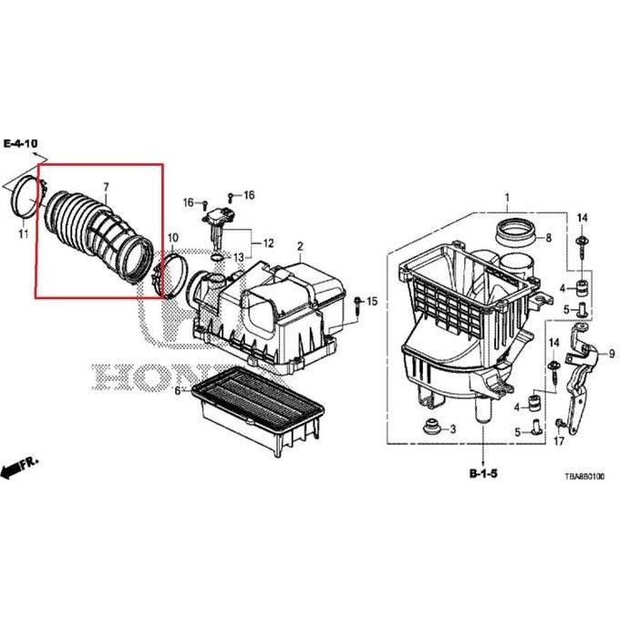 Selang Hawa CIVIC TURBO Filter Udara CIvic Turbo 2016-2020 ORIGINAL