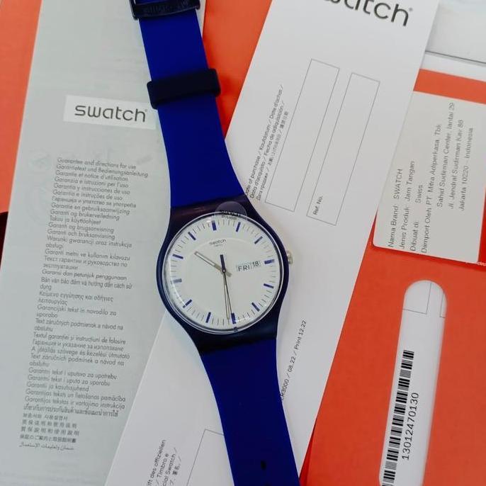Ready  Swatch Analog Jam Tangan Pria Strap Karet SUON709 BELLABLU Original