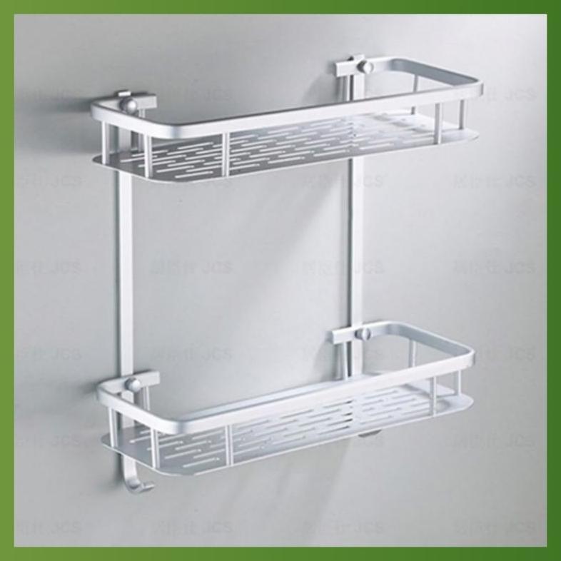 Rak Dinding Serbaguna Free Baut /Rak Toilet/Rak Sabun Kamar Mandi Aluminium/Rak Double Layer 2 Susun