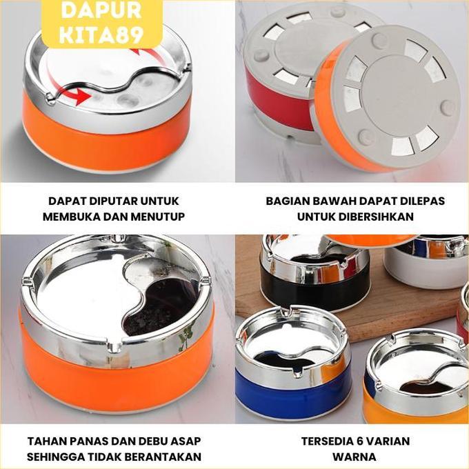 XLOGIPO DK89 Asbak Putar Tutup Portable Rotation Enclosed Stainless Steel Tebal Warna Biru Tahan Air