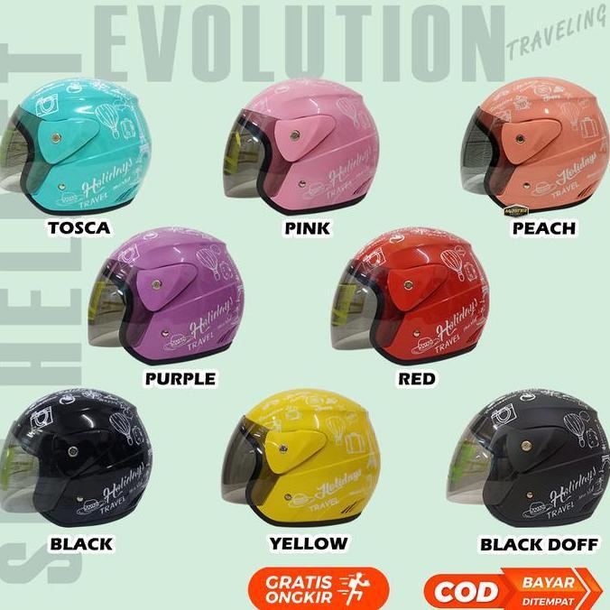 HELM HALFFACE EVOLUTION MOTIF TRAVELING MIRIP GM EVO HELM DEWASA
