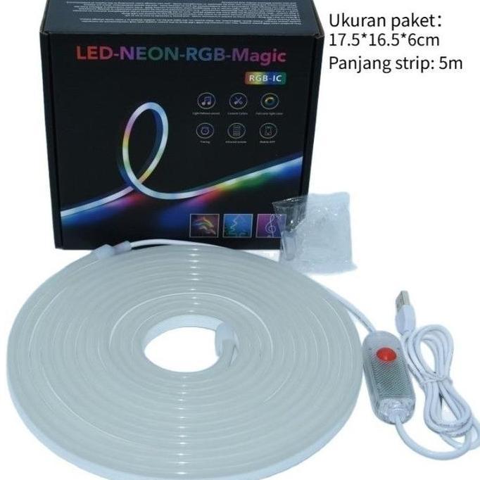 YUZABA Lampu Neon Flex LED Neon Flex Running Remote Lampu Strip Led Neon Sign Silikon Lembut Flexibl