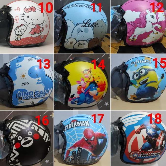 HELM BOGO KULIT ANAK PANDA UMUR 3-10 TAHUN
