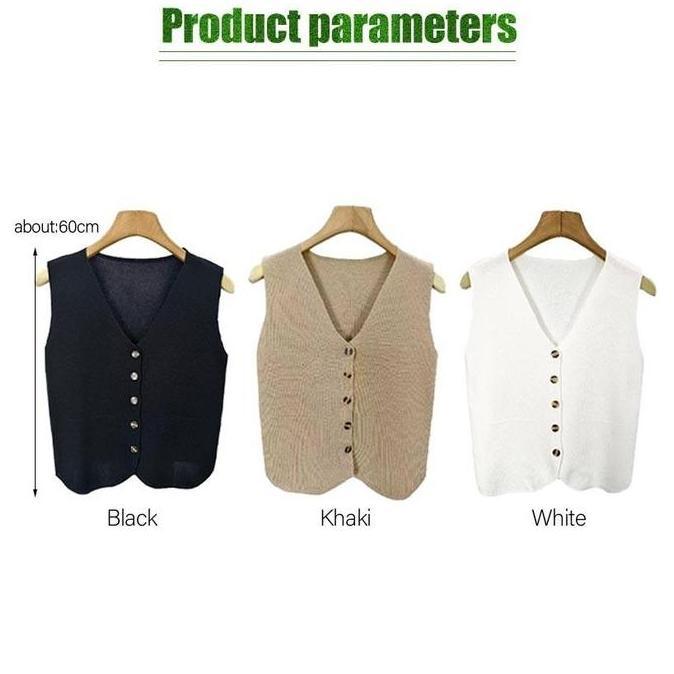 POIRENS Vest Rompi Rajut Kancing Wanita Kekinian Korean Outer Tanpa Lengan Elegan Dan Mewah