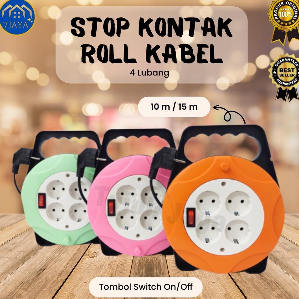 Stop Kontak / Roll Kabel Panjang 10 Meter / 15 Meter Switch
