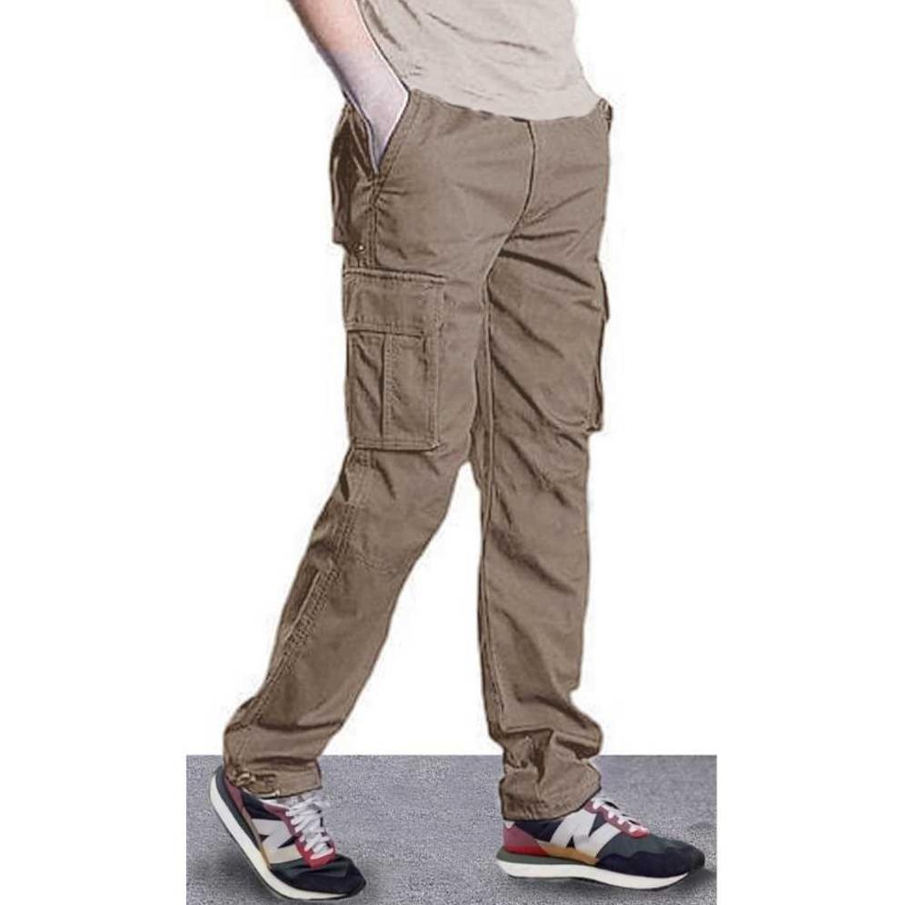FAVORIT TRONIK - Celana Panjang Pria Cargo Kain Twill Halus Santai Celana Cargo Gym KEKINIAN