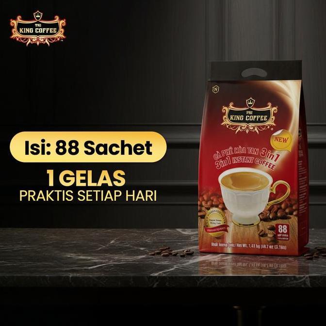 NEW KOPI INSTAN IMPORT VIETNAM TANPA AMPAS 3IN1 TRUNG NGUYEN KING COFFEE ISI 88 STIK - LOW SUGAR ORI