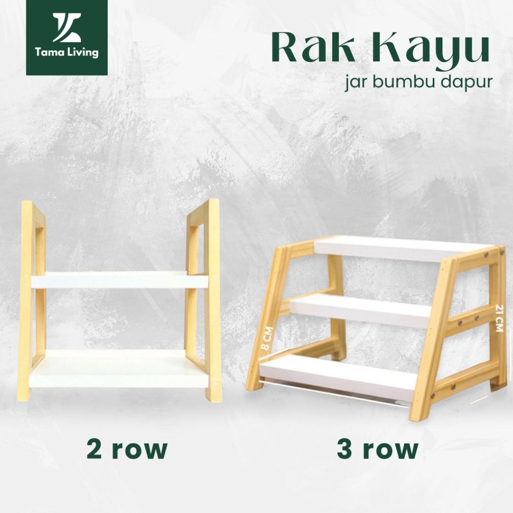 TAMA LIVING Rak Kayu Jar Bumbu Dapur Aesthetic Rak Bumbu Dapur Estetik Rak Kayu Susun Tatakan Diskon