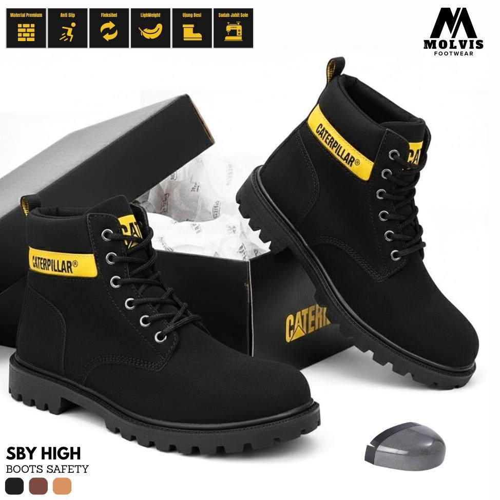 New Sepatu Pria Safety Ujung Besi Caterpillar Sby High | Sepatu Gunung | Sepatu Proyek Tactikal Outd