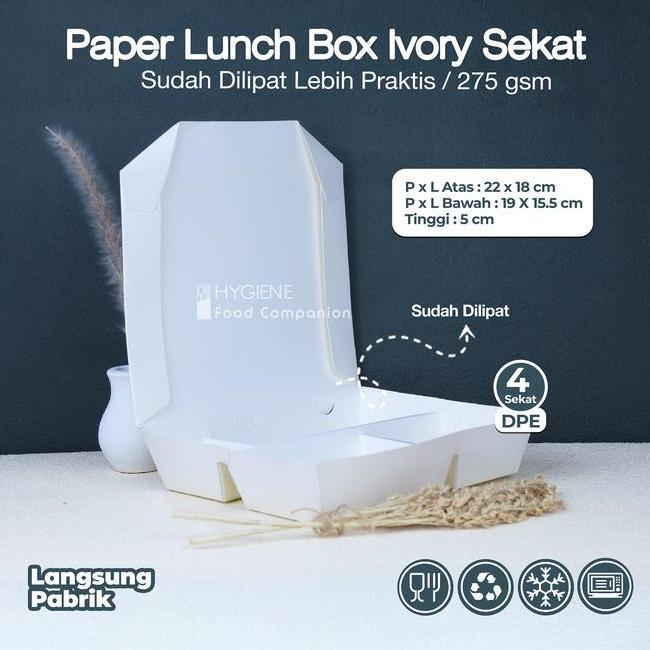 Lunch Box R Sekat 4 Putih Bento Kertas 4 Sekat