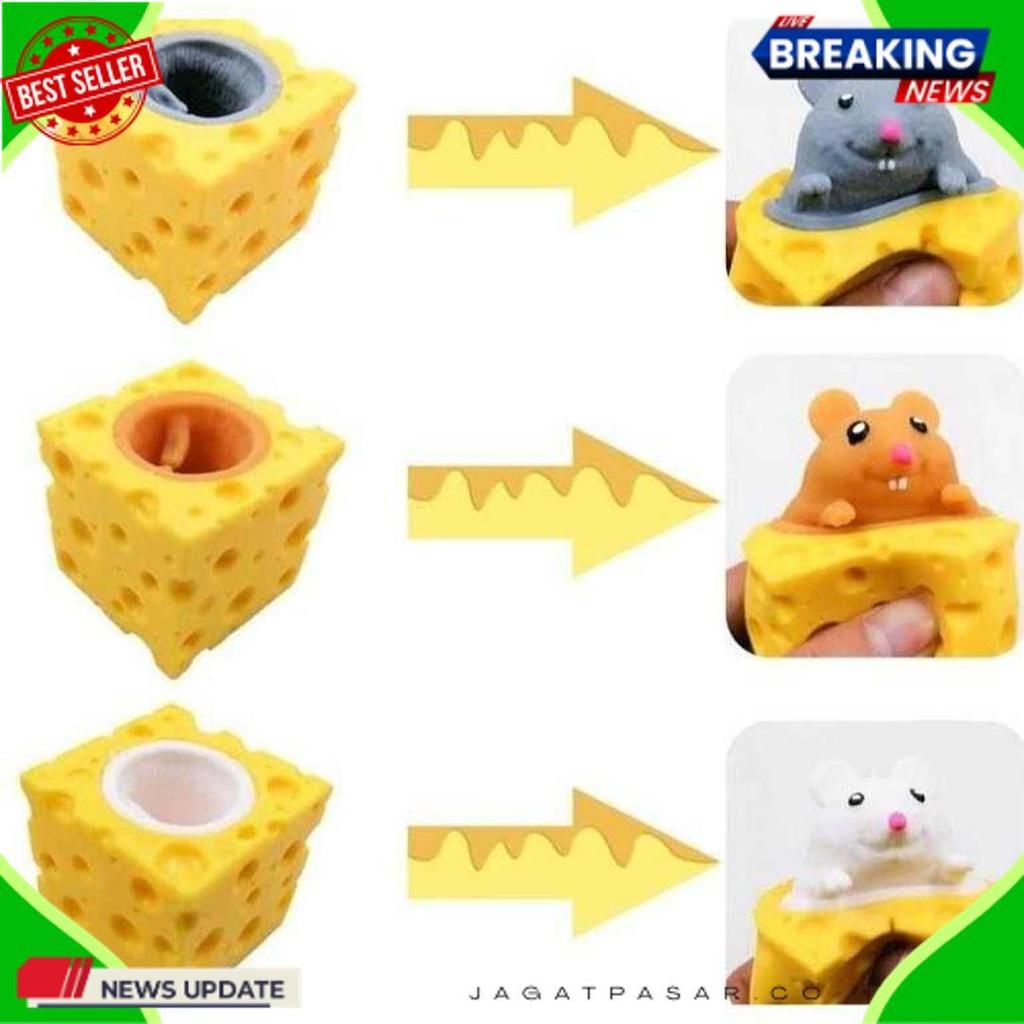 Sale Mainan Pop It Squishy Karet Silikon Keju Tikus / Mainan Squishy Tikus Keju Karet Silikon Pop It