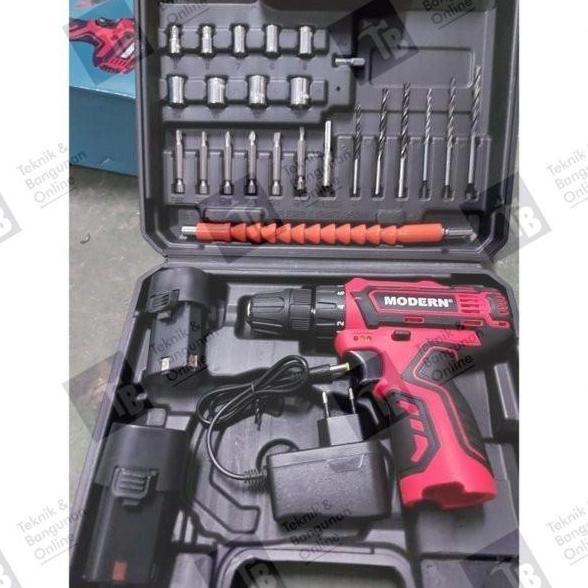QIFARAHAMIN - MESIN BOR CORDLESS SET 10 MM MODERN M 13 / BOR BATERAI CAS M-13 SET TORSI BOR MINI