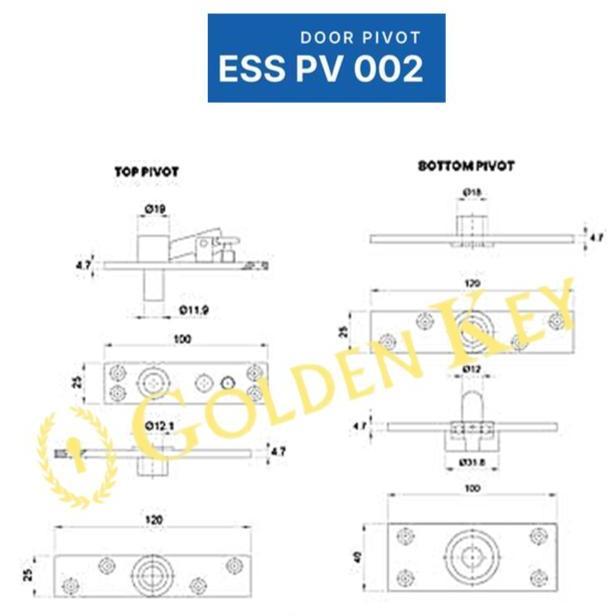 Bigbax- Engsel Pivot Hinge Dekkson Dekson Ess Pv 002 Sss Pintu Kayu