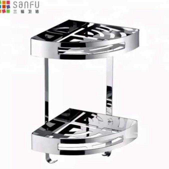 rak sudut dinding kamar mandi 2 susun stainless 304 IGM
