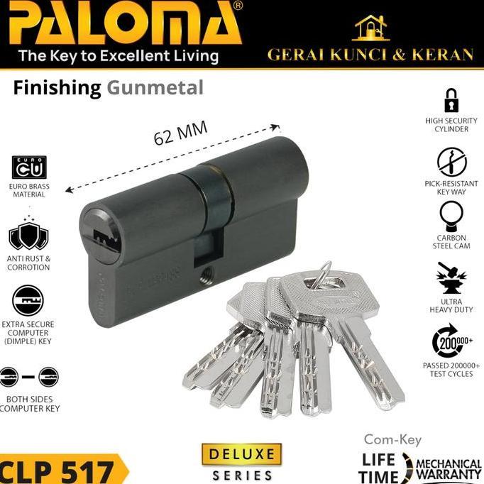Bigbax- Paloma Clp 513 514 515 516 517 518 519 Double Cylinder Kunci Pintu Rumah Deluxe Dc-Ck 62Mm C