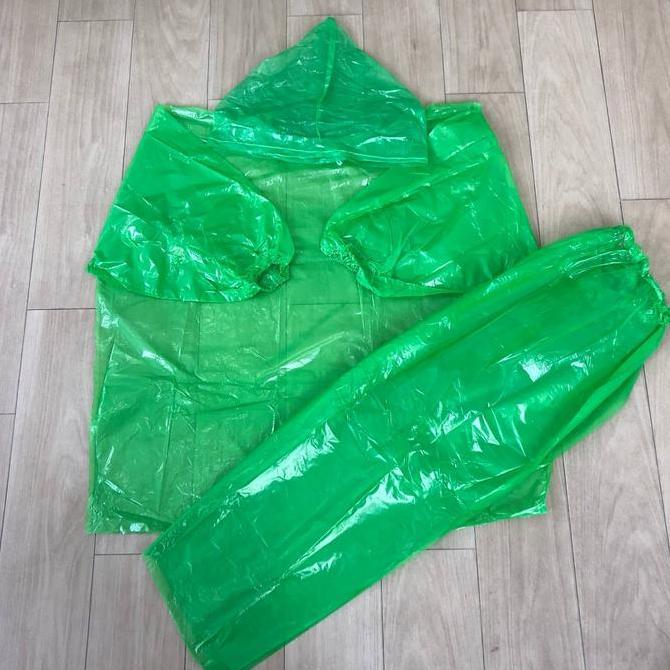 ISI 12 PCS Jas Hujan Plastik Warna Setelan Lengan Ada Karet (Jaket Celana) Mantol Jas Hujan Dewasa 4