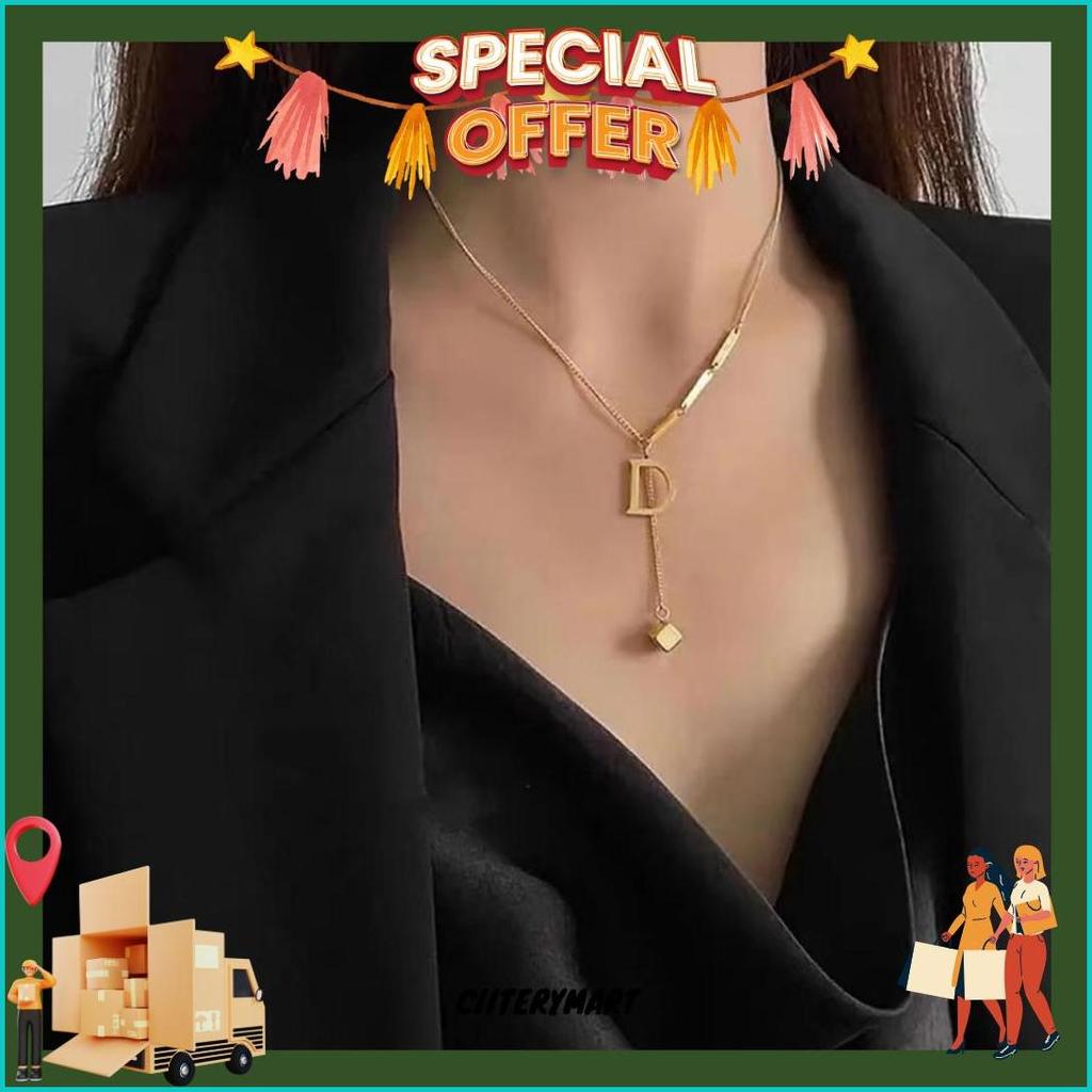 Sederhana Kalung Huruf Lapis Emas Titanium Wanita Anti Karat, Huruf A-Z Fashion Populer Accesories X