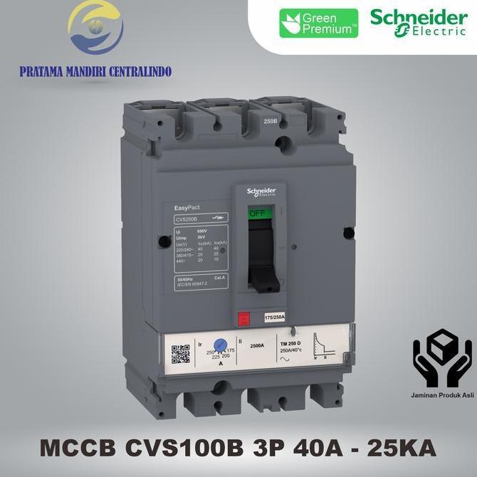 TERBARU - MCCB 3P 40A CVS100B SCHNEIDER 3 Phase 40 Ampere - 25KA LV510303