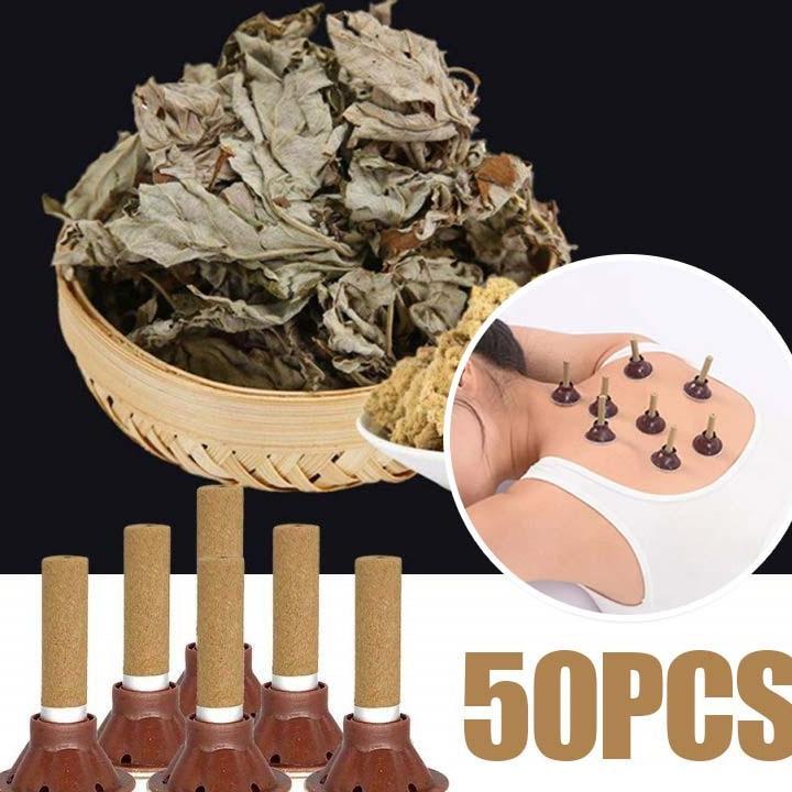 50Pcs Moxa Stick+Moksa Tempel Moksa Tanpa Asap Utk Akupunktur Dan Moksibusi Tongkat Moxa Terapi Moks