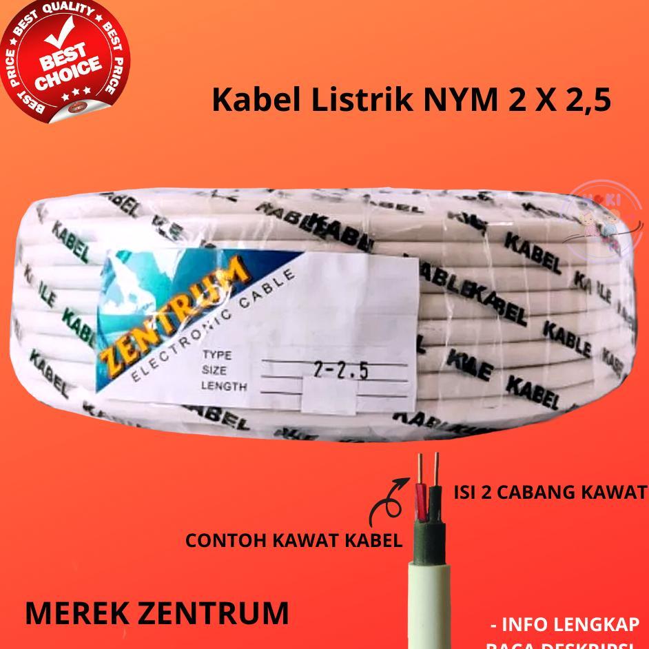 Kabel Listrik Zentrum Nym 2 X 2,5 (50 Meter) Warna Hitam / Putih
