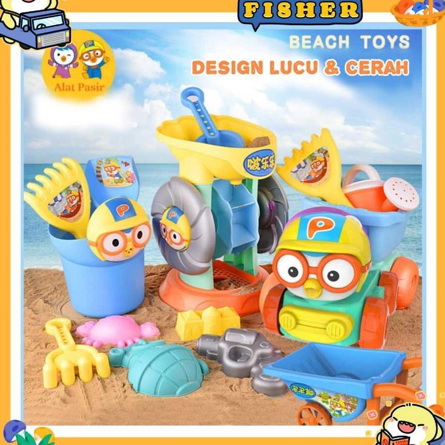 [Fisher] Set Mainan Cetakan Alat Pasir Anak Model Pororo | Mainan Pasir | Mainan Pantai