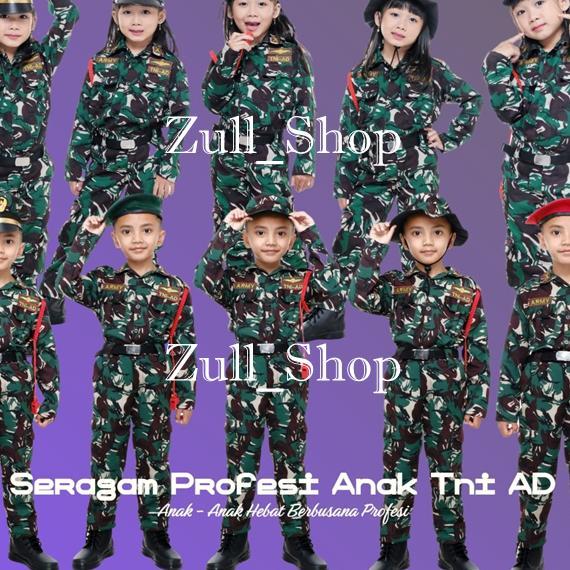 Baju Seragam Pdl Tni Anak Laki Laki Perempuan Cowok Cewe Loreng Army Kostum Profesi Seragam Karnaval