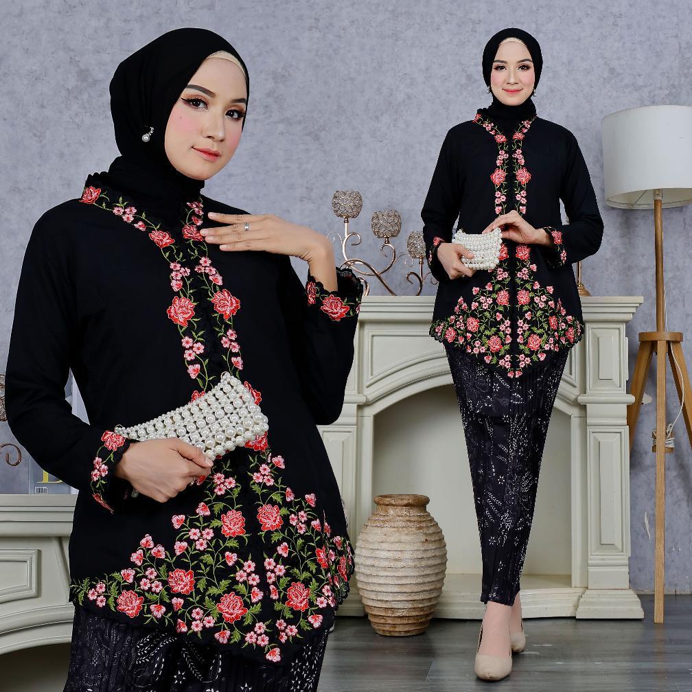 Diskon Satu Set Kebaya Encim Lengan Panjang Bordir/Setelan Kebaya Wisuda/Kebaya Modern
